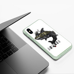 Чехол iPhone XS Max матовый Мотоцикл акула, цвет: 3D-салатовый — фото 2