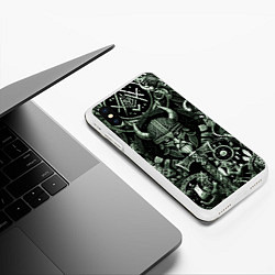 Чехол iPhone XS Max матовый Викинг топор и руны, цвет: 3D-белый — фото 2