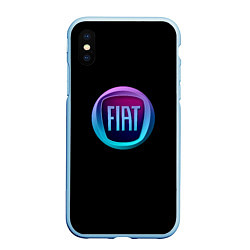 Чехол iPhone XS Max матовый FIAT logo neon, цвет: 3D-голубой