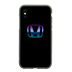 Чехол iPhone XS Max матовый Honda neon logo, цвет: 3D-темно-зеленый