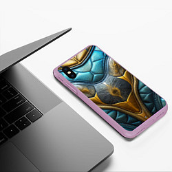 Чехол iPhone XS Max матовый Объемный футуристический текстурный костюм из кожи, цвет: 3D-сиреневый — фото 2