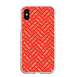 Чехол iPhone XS Max матовый Красно-белый текстурированный, цвет: 3D-белый