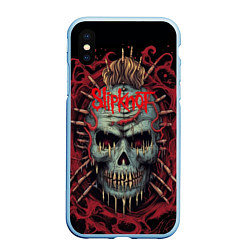 Чехол iPhone XS Max матовый Slipknot череп зомби, цвет: 3D-голубой