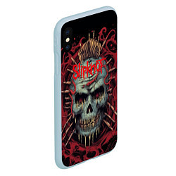 Чехол iPhone XS Max матовый Slipknot череп зомби, цвет: 3D-голубой — фото 2