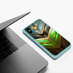 Чехол iPhone XS Max матовый Футуристичная объемная текстура из кожи, цвет: 3D-мятный — фото 2