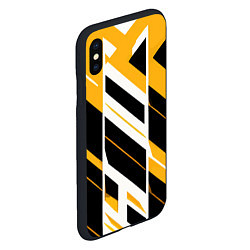 Чехол iPhone XS Max матовый Black and yellow stripes on a white background, цвет: 3D-черный — фото 2