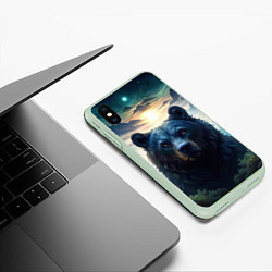 Чехол iPhone XS Max матовый Медведь на закате, цвет: 3D-салатовый — фото 2