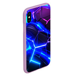 Чехол iPhone XS Max матовый Микс разломленных плит и неоновое свечения, цвет: 3D-сиреневый — фото 2