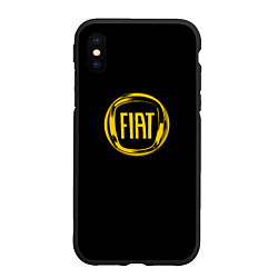 Чехол iPhone XS Max матовый FIAT logo yelow, цвет: 3D-черный