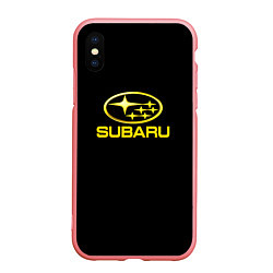 Чехол iPhone XS Max матовый Subaru logo yellow, цвет: 3D-баблгам