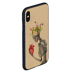 Чехол iPhone XS Max матовый Bone and heart, цвет: 3D-черный — фото 2