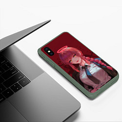 Чехол iPhone XS Max матовый Макима аниме человек бензопила, цвет: 3D-темно-зеленый — фото 2