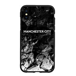 Чехол iPhone XS Max матовый Manchester City black graphite, цвет: 3D-черный