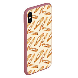 Чехол iPhone XS Max матовый The baguette pattern, цвет: 3D-малиновый — фото 2