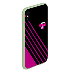 Чехол iPhone XS Max матовый Brawl stars neon line, цвет: 3D-салатовый — фото 2