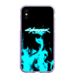 Чехол iPhone XS Max матовый Cyberpunk neon flame, цвет: 3D-светло-сиреневый