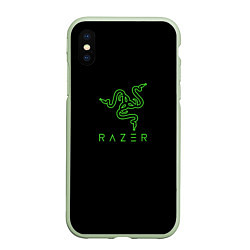 Чехол iPhone XS Max матовый Razer logo brend, цвет: 3D-салатовый