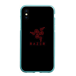 Чехол iPhone XS Max матовый Razer red logo