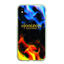 Чехол iPhone XS Max матовый Horizon zero dawn flame glitch