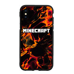 Чехол iPhone XS Max матовый Minecraft red lava, цвет: 3D-черный