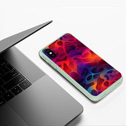 Чехол iPhone XS Max матовый Паттерн неоновой волны, цвет: 3D-салатовый — фото 2