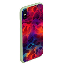 Чехол iPhone XS Max матовый Паттерн неоновой волны, цвет: 3D-салатовый — фото 2