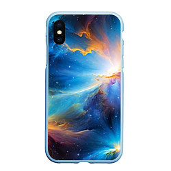 Чехол iPhone XS Max матовый Космический пейзаж - галактики, цвет: 3D-голубой