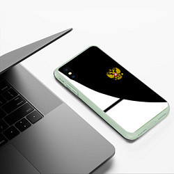 Чехол iPhone XS Max матовый Герб РФ текстура спорт, цвет: 3D-салатовый — фото 2