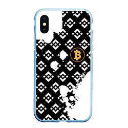 Чехол iPhone XS Max матовый Bitcoin pattern binance, цвет: 3D-голубой