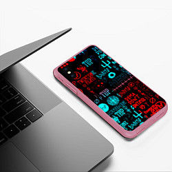 Чехол iPhone XS Max матовый Twenty one pilots pattern music, цвет: 3D-малиновый — фото 2