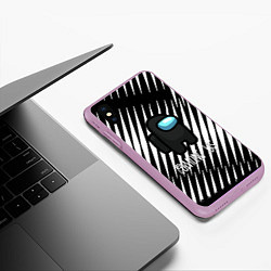 Чехол iPhone XS Max матовый Among us текстура, цвет: 3D-сиреневый — фото 2