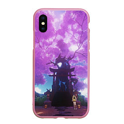 Чехол iPhone XS Max матовый Genshin Impact Сакура Наруками, цвет: 3D-розовый