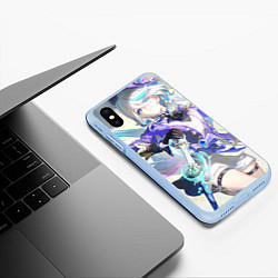 Чехол iPhone XS Max матовый Genshin Impact Furina радостная, цвет: 3D-голубой — фото 2