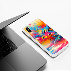 Чехол iPhone XS Max матовый Красочная абстракция - импрессионизм, цвет: 3D-белый — фото 2