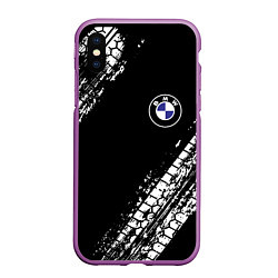 Чехол iPhone XS Max матовый BMW : автомобильные текстуры шин, цвет: 3D-фиолетовый