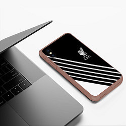 Чехол iPhone XS Max матовый Liverpool sport fc geometry, цвет: 3D-коричневый — фото 2