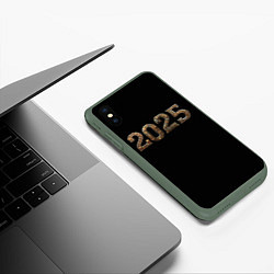 Чехол iPhone XS Max матовый Металическая надпись 2025 год в стиле стимпанк, цвет: 3D-темно-зеленый — фото 2