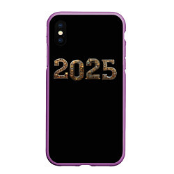 Чехол iPhone XS Max матовый Металическая надпись 2025 год в стиле стимпанк