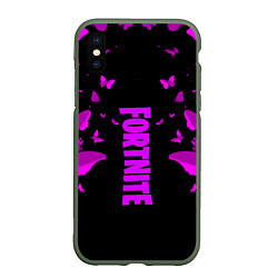 Чехол iPhone XS Max матовый Fortnite buterfly neon, цвет: 3D-темно-зеленый