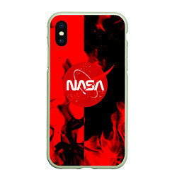 Чехол iPhone XS Max матовый NASA красный огонь, цвет: 3D-салатовый