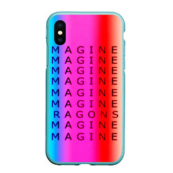 Чехол iPhone XS Max матовый Imagine Dragons neon rock, цвет: 3D-мятный