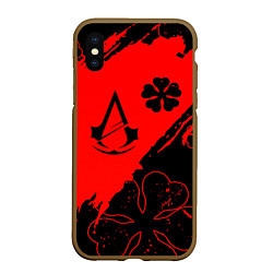 Чехол iPhone XS Max матовый Assassins Creed logo clewer, цвет: 3D-коричневый