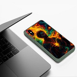 Чехол iPhone XS Max матовый Огненный монах, цвет: 3D-темно-зеленый — фото 2