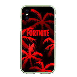 Чехол iPhone XS Max матовый Fortnite tropic red