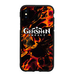 Чехол iPhone XS Max матовый Genshin Impact red lava