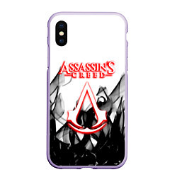 Чехол iPhone XS Max матовый Assassins Creed огненное лого гейм, цвет: 3D-светло-сиреневый