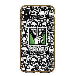 Чехол iPhone XS Max матовый Rainbow six pattern skull