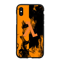 Чехол iPhone XS Max матовый Half life fire orange