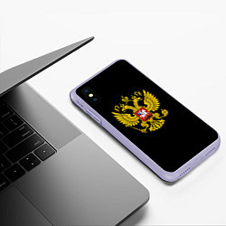 Чехол iPhone XS Max матовый Герб РФ gold, цвет: 3D-светло-сиреневый — фото 2