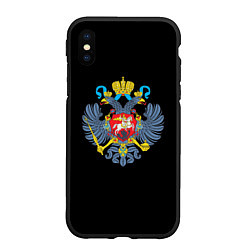 Чехол iPhone XS Max матовый Имперский двуглавый герб, цвет: 3D-черный